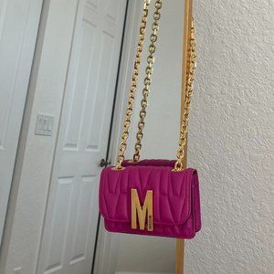 Moschino Pink Crossbody Bag with Gold Chain